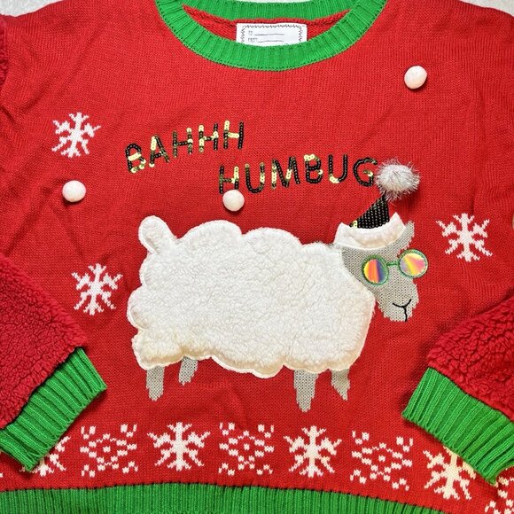 Christmas Sweater by With Love Derek Womens Large Fleece Sequin Accents "Ugly" - Picture 2 of 7
